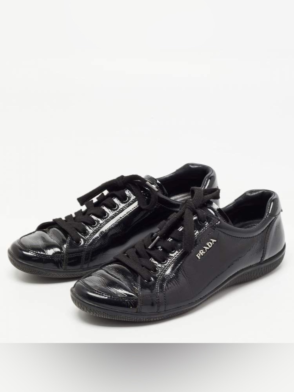 Prada Black Patent Leather Men's Low-Top Sneakers